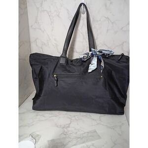 Tory Burch Black Tote Bag with Blue Accent Scarf